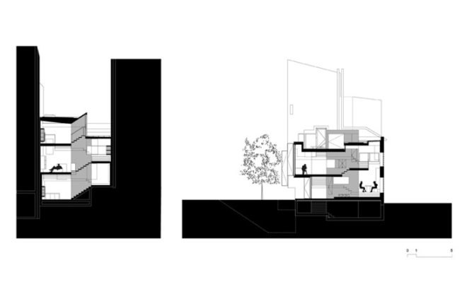 Paris, Maison Escalier, steel, concrete, stairway, Jacques Moussafir, Moussafir Architectes, black locust wood, electronic shutters, daylighting, France