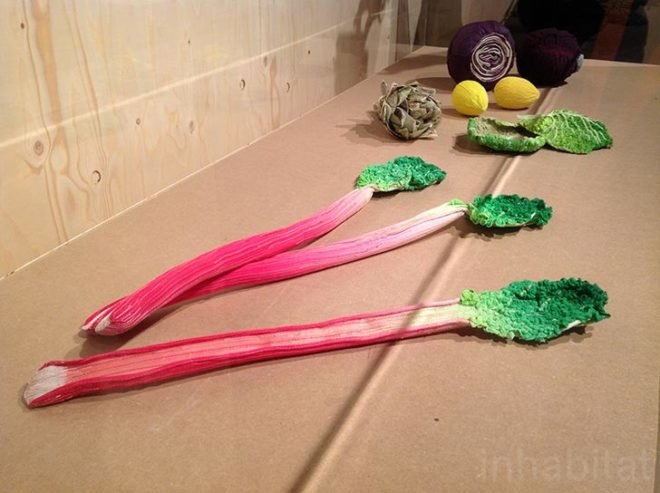 maison et objet, maison et objet 2013, eco design, sustainable design, edible products, nature-inspired, textile vegetables, embroidered rhubarb