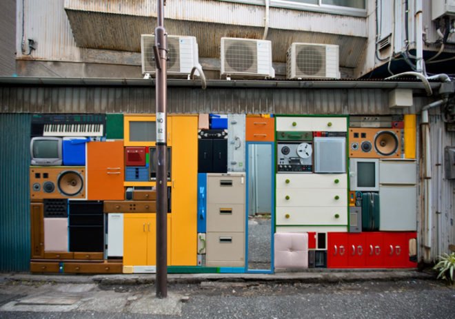green design, eco design, sustainable design, Michael Johansson, Tetris, found object sculptures, tetris sculptures, recycle art