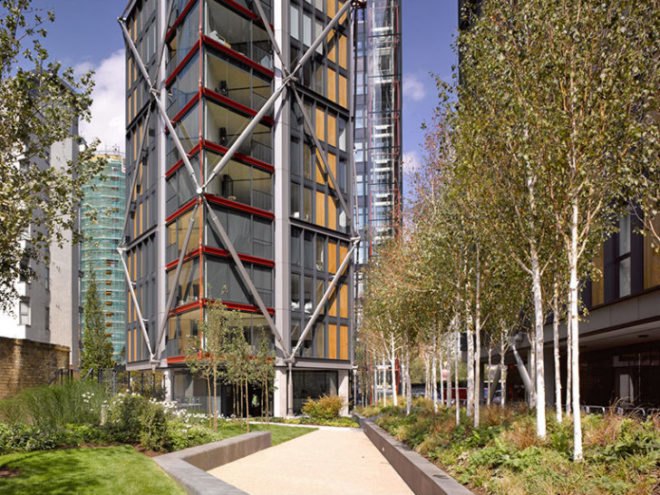 Neo Bankside, Rogers Stirk Harbour Partners, london, gillespies, eco residences, natural daylight, landscape gardens
