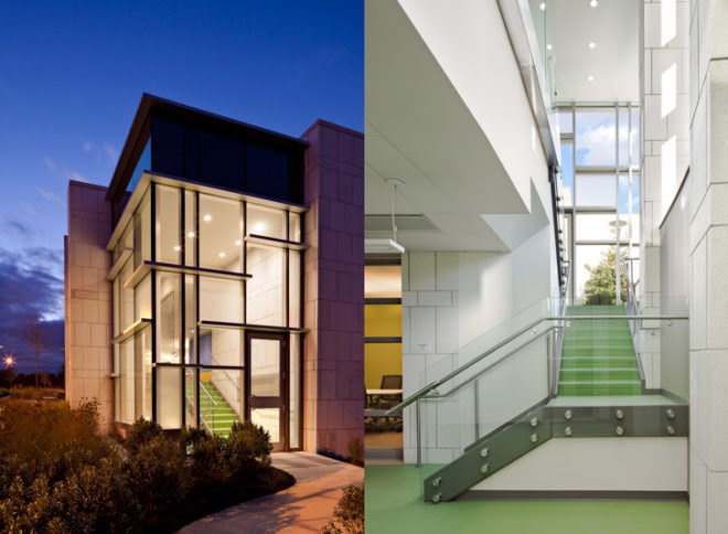 North Shore Community College, Danvers, Massachusetts, DiMella Shaffer, sustainable, LEED Gold, ZNEB, Zero Net Energy Building, energy efficient, solar power, geothermal, daylight, Health Professions, Student Services, Peter Shaffer, net zero