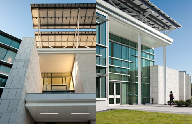 North Shore Community College, Danvers, Massachusetts, DiMella Shaffer, sustainable, LEED Gold, ZNEB, Zero Net Energy Building, energy efficient, solar power, geothermal, daylight, Health Professions, Student Services, Peter Shaffer, net zero