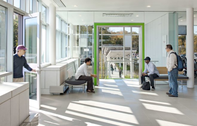 North Shore Community College, Danvers, Massachusetts, DiMella Shaffer, sustainable, LEED Gold, ZNEB, Zero Net Energy Building, energy efficient, solar power, geothermal, daylight, Health Professions, Student Services, Peter Shaffer, net zero