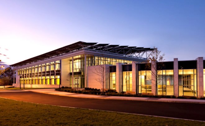 North Shore Community College, Danvers, Massachusetts, DiMella Shaffer, sustainable, LEED Gold, ZNEB, Zero Net Energy Building, energy efficient, solar power, geothermal, daylight, Health Professions, Student Services, Peter Shaffer, net zero