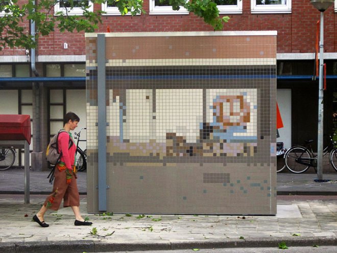 en design, eco design, sustainable design, Roeland Otten, Trompe L'oeil installation, Dutch design, Amsterdam, rotterdam, transformed public toilet, public art installations
