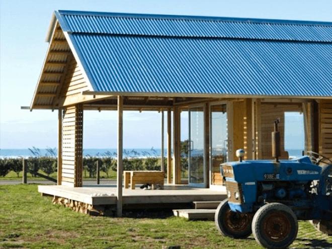 Daylighting, sustainable timber, Shoal Bay Bach, Parsonson Architects, green design, sustainable design, eco-design, minimalist design, daylighting, solar gain, timber, solar water heater, louvers, New Zealand