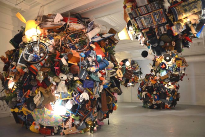 Small Moons, suttonberesculler, land of tomorrow, artwithoutwalls, louisville, eco art, green art, discarded objects