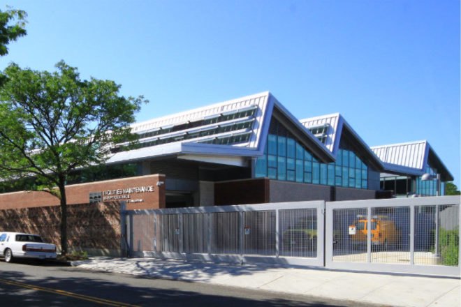 Sunrise Facilities Maintenance Yard, Gruzen Samton IBI Group, sunrise yards, leed platinum, dot maintenance facility, queens