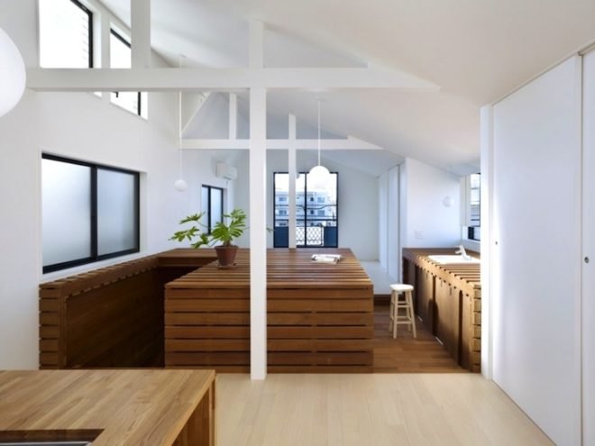 daylighting, switch box, deck lumber, japanese design, japanese architecture, green renovation, natural ventilation, adaptive reuse, mixed use home, home office, japan, Naf Architect and Design, sustainable design, green design