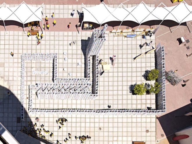 guinness world record, milk cartons, tetra brik, recycled materials, CUAC Arquitectura, Sugarplatform, Granada, RESUR, waste recycling, public art, urban design, world recycling day, design, sustainable design, eco design