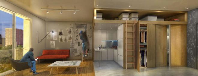 adAPT NYC competition, NYC design competition, mayor Bloomberg, Monadnock Development, Actors Fund HDC, nARCHITECTS, micro-apartments NYC, My Micro NY, prefab architecture, modular building NYC, prefab building, n architects