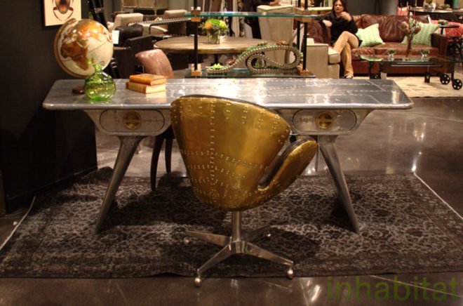 Las Vegas Market, Sustainable Furnishings, Green Furniture, Eco Home, four hands, recycled metal, salvaged aluminium, airplane wings, green metal furniture