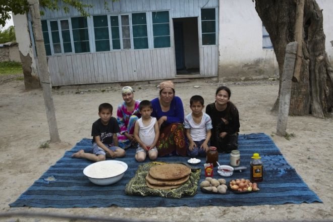 Oxfam America, seven photos of what seven families eat, food waste, poverty, injustice, food politics, hunger, obesity, news, environment, charity, aid organization, non profit organization, oxfam food photos, tajiki family