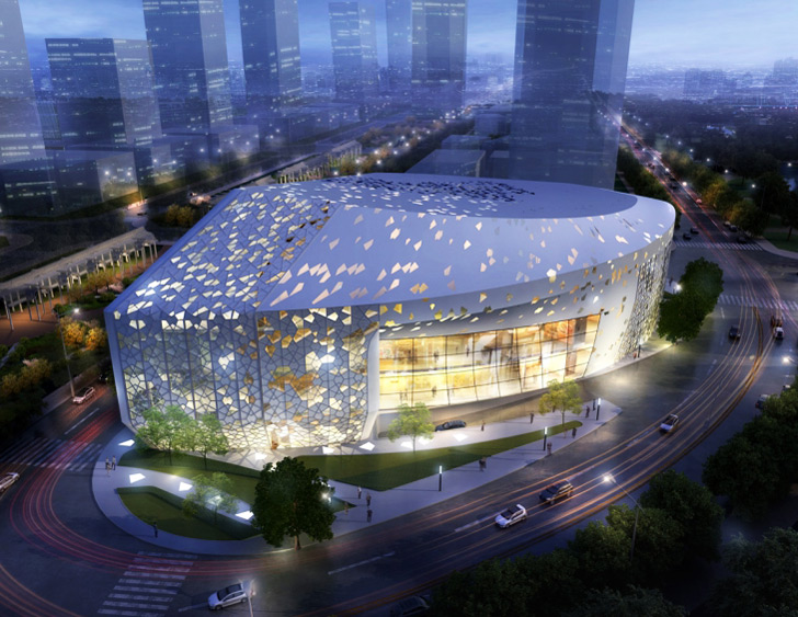 green design, eco design, sustainable design, north west china, Islamic design, Sure architecture, Yinchuan Exhibition Center, polyhedron building, arabic axis, chinese arabic style, double skinned facade