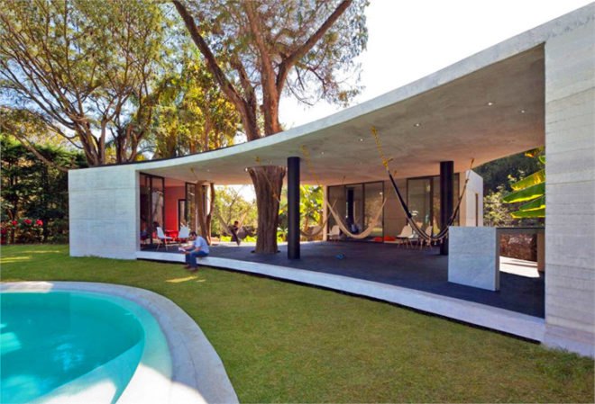 Cadaval & Solá-Morales, Tepoztlan Lounge, pierced by trees, mexico, concrete, summer house, Architecture, Botanical