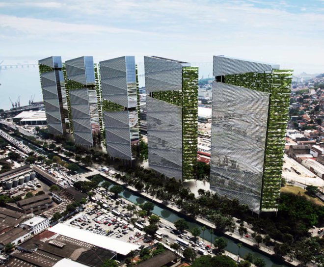 green design, eco design, sustainable design, Alfalo and Gasperini, Rio de Janeiro, Trump Towers, 2016 Olympics, vertical garden, louver system, Porto Maravilha