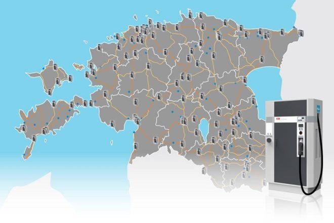 Estonia EV charging network, EV fast chargers, ABB EV charging stations, electric vehicles, plug-in vehicles, carbon emissions, zero emissions vehicle