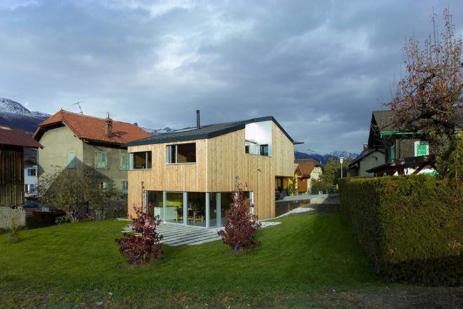 ARCHI7, MMR, OSB, Colorful, family home, Mélèze, local materials, bold colors, Switzerland, Architecture, Daylighting, Recycled Materials, Green Lighting,