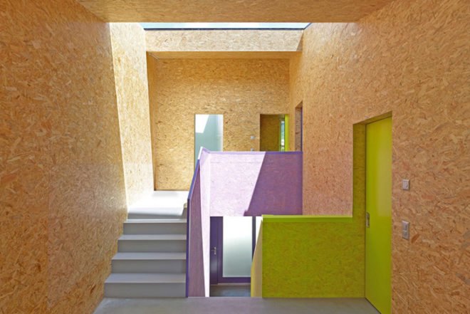 ARCHI7, MMR, OSB, Colorful, family home, Mélèze, local materials, bold colors, Switzerland, Architecture, Daylighting, Recycled Materials, Green Lighting,