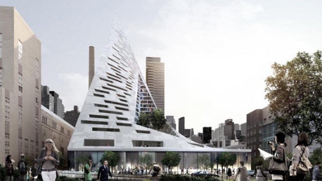 BIG Architects NYC, West 57 Street pyramid, apartment pyramid NYC, Durst Fetner, NYC affordable housing, NYC 80/20 program, W57 building NYC