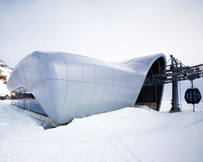 green design, eco design, sustainable design, Austria, Alps, Baumschlager Hutter partners, WIldspitzbahn, ski lodge