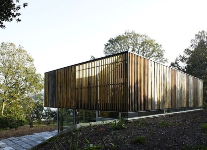 Lode Architecture, House D, D House, Brittany, France, daylighting, minimalist design, holiday home, energy efficiency, retaining wall, nature, green design, sustainable design, eco-design, light wells, daylighting, natural light
