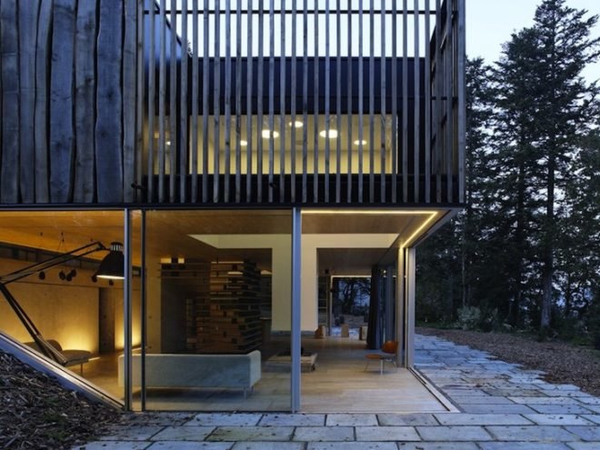 Lode Architecture, House D, D House, Brittany, France, daylighting, minimalist design, holiday home, energy efficiency, retaining wall, nature, green design, sustainable design, eco-design, light wells, daylighting, natural light