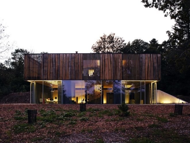 Lode Architecture, House D, D House, Brittany, France, daylighting, minimalist design, holiday home, energy efficiency, retaining wall, nature, green design, sustainable design, eco-design, light wells, daylighting, natural light