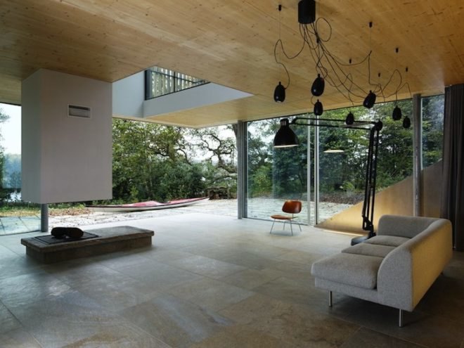 Lode Architecture, House D, D House, Brittany, France, daylighting, minimalist design, holiday home, energy efficiency, retaining wall, nature, green design, sustainable design, eco-design, light wells, daylighting, natural light