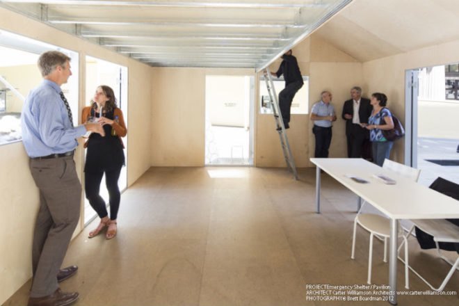Emergency Shelter, Carter Williamson, flat packed shelter, disaster relief, sydney, australia, prefab shelter