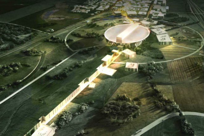 European Spallation Source, Henning Larsen, COBE, SLA, sweden, particle accelerator, eco research facility, eco lab,