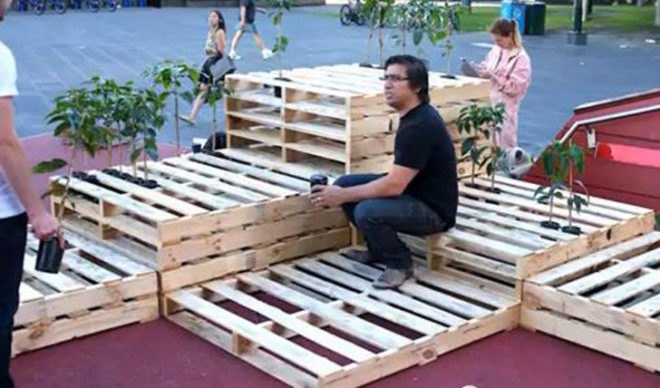 HASSELL, Australia, Melbourne, Urban Coffee Farm, Shipping containers, Brew Bar, timber pallets, packing crates, urban design, Melbourne Food and Wine Festival