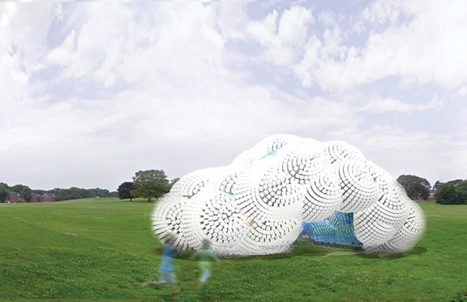 green design, eco design, sustainable design, FIGMENT, governors island, figment festival, STUDIKCA, head in the clouds, city of dreams, recycled plastic bottles, Lesley Chang, Jason Klimoski