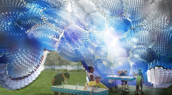 green design, eco design, sustainable design, FIGMENT, governors island, figment festival, STUDIKCA, head in the clouds, city of dreams, recycled plastic bottles, Lesley Chang, Jason Klimoski