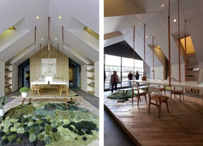 Nidolab Arquitectura, moss carpet, Argentina, Buenos Aires, home office, tiny office, design, green design, sustainable design, eco-design, daylighting, skylights, minimalist design, argentina