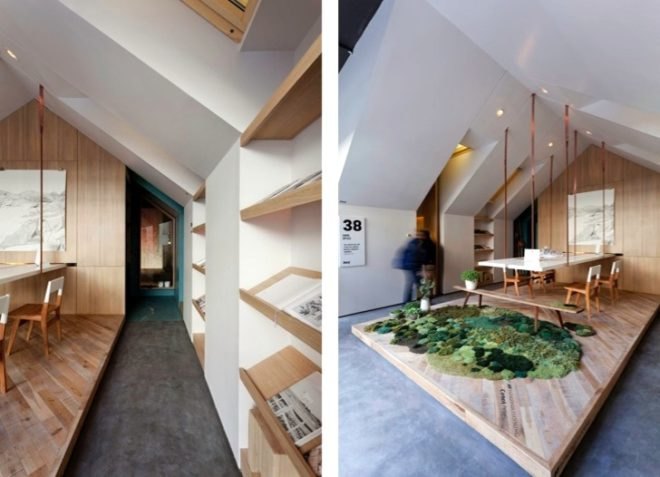 Nidolab Arquitectura, moss carpet, Argentina, Buenos Aires, home office, tiny office, design, green design, sustainable design, eco-design, daylighting, skylights, minimalist design, argentina