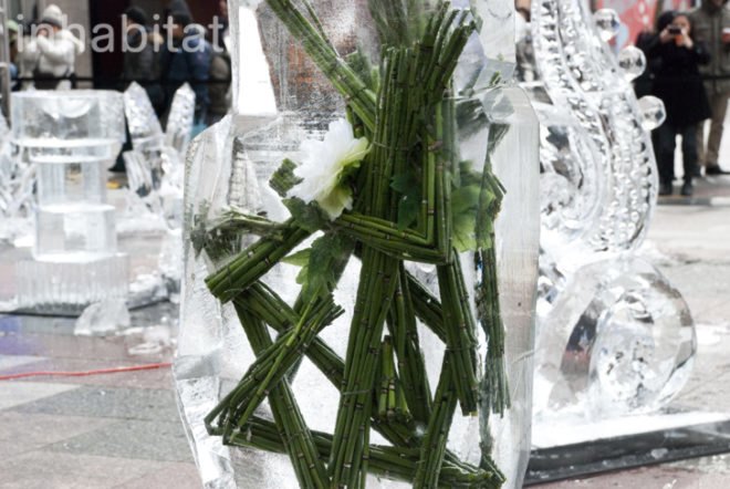 Okamoto Studio; Inhabitat; Inhabitat NYC; Takeo Okamoto; Shintaro Okamoto Amanda Coen; public art; ice carving; ice sculptures; live art; performance art; Arts Brookfield; New York City; World Financial Center; outdoor art; winter art; ice art; Thomas Brown; public performance