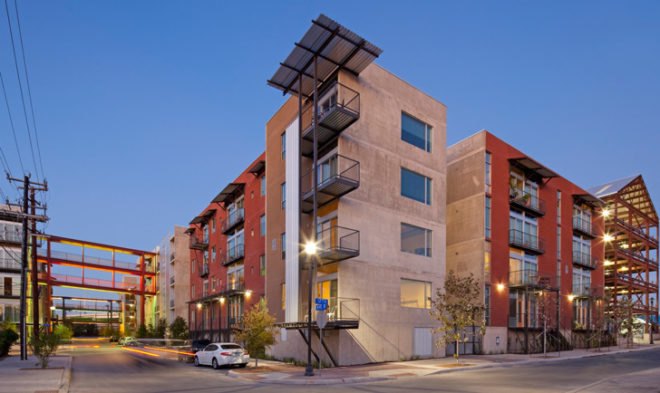 Lake Flato Architects, ghost building, urban revitalization, development, San Antonio, Texas, real estate, adaptive reuse, Broadway, natural daylight, outdoor space, nature, San Antonio Riverwalk,