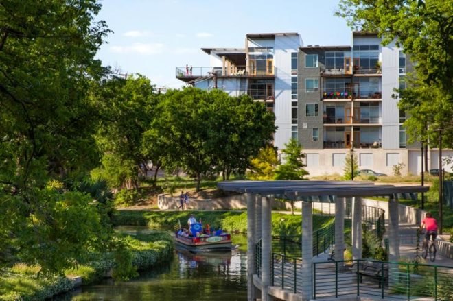 Lake Flato Architects, ghost building, urban revitalization, development, San Antonio, Texas, real estate, adaptive reuse, Broadway, natural daylight, outdoor space, nature, San Antonio Riverwalk,