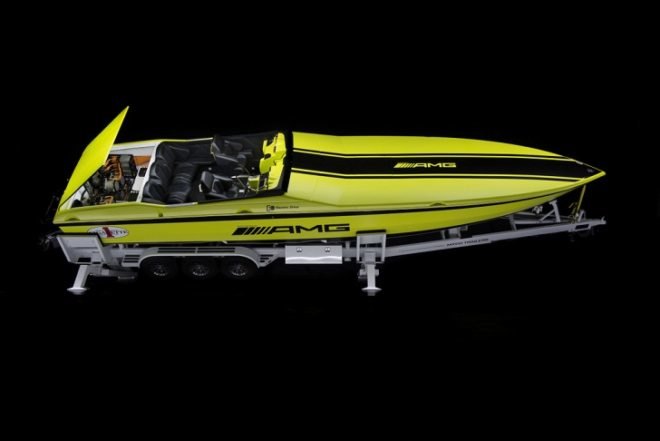 Mercedes-Benz, Cigarette Racing, Miami International Boat Show, green transporation, electric boat, green boat, electric motor, lithium-ion battery, Mercedes-Benz SLS AMG Coupe Electric Drive,