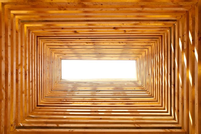 Melbourne Docklands, Australia, Monash University, Sealight Pavilion, Rintala Eggerstsson, Grimshaw, Felicetti, John Stanislav Sadar, reclaimed wood, habitable sculpture, cypress, Architecture, Art, Daylighting, Water Issues, Recycled Materials