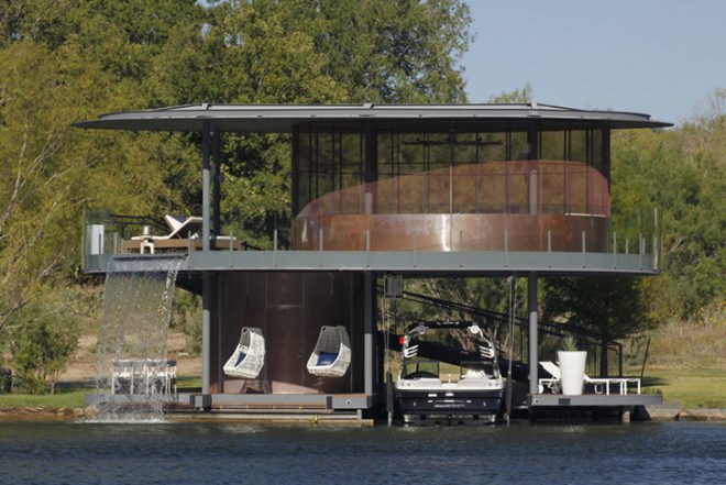 Oshatz Architects, Shore Vista Boat Dock, cascade, Texas, lake, glazed, elliptical, Architecture, Daylighting, Water Issues