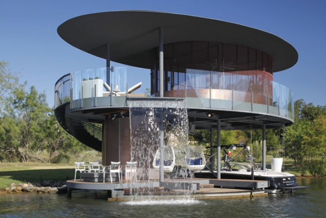 Oshatz Architects, Shore Vista Boat Dock, cascade, Texas, lake, glazed, elliptical, Architecture, Daylighting, Water Issues