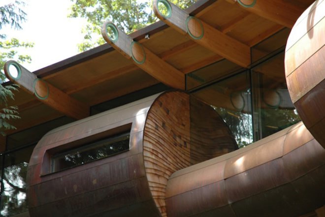 Oshatz Architects, Wilkinson Residence, Portland, Oregon, music, organic shape, wood, rusty, Architecture, Daylighting, Green Materials