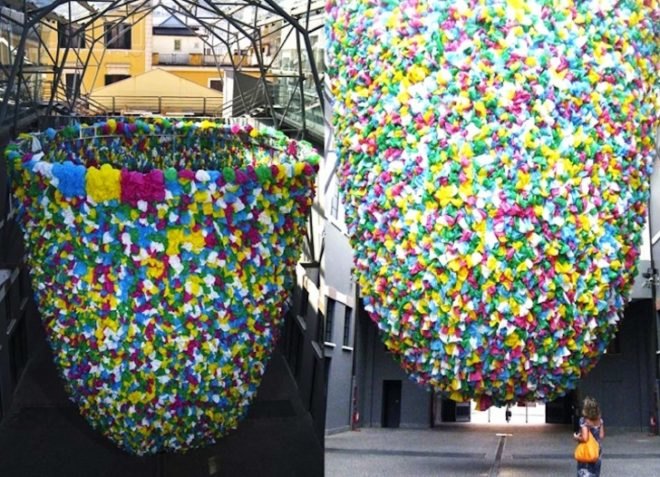 Rome, MACRO, Cameroon, Pascale Marthine Tayou, Plastic Bags, Secret Garden, recycled materials, green design, social critique, art, eco art, sustainable design, eco-design, Rome, Italy, contemporary art, Sistine Chapel, Michelangelo, Industrial revolution, pollution, plastic pollution, capitalism, globalization