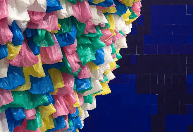 Rome, MACRO, Cameroon, Pascale Marthine Tayou, Plastic Bags, Secret Garden, recycled materials, green design, social critique, art, eco art, sustainable design, eco-design, Rome, Italy, contemporary art, Sistine Chapel, Michelangelo, Industrial revolution, pollution, plastic pollution, capitalism, globalization