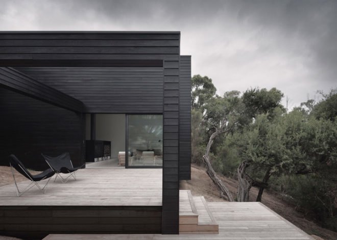 Studio Four, Ridge Road Residence, Melbourne, Australia, Blackened Timber, residence, sustainable, rural, daylight, renewable, insulation, water storage, low flow fixtures, low VOC, natural ventilation