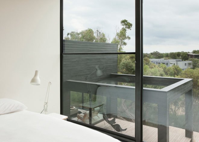 Studio Four, Ridge Road Residence, Melbourne, Australia, Blackened Timber, residence, sustainable, rural, daylight, renewable, insulation, water storage, low flow fixtures, low VOC, natural ventilation