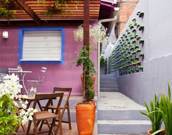 green design, eco design, sustainable design, Sao Paolo, vertical gardens, recycled bottle garden, Luciano Huck, Home Sweet Home, Rosenbaum firm, upcycled vertical garden, plastic bottle vertical garden