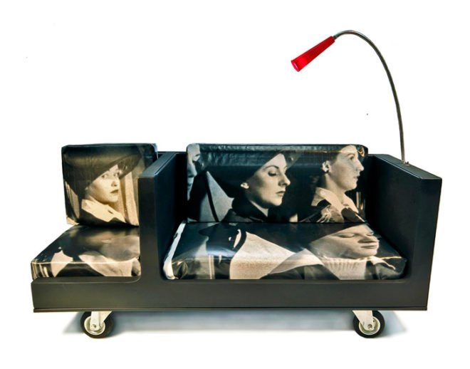 transfodesign, menage a trois sofa, recycled refrigerator, recycled materials, sustainable design, green design, green interiors, green furniture, sustainable furniture, recycled furniture, led lamp, led, recycled tarp